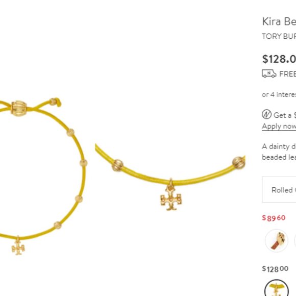 TORY BURCH KIRA BEADED LEATHER BRACELET - Picture 7 of 10